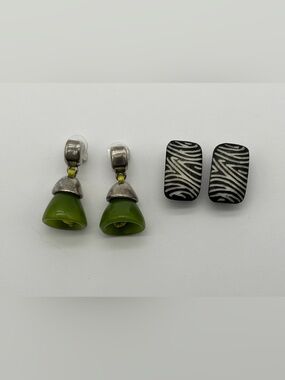 Vintage Earring Lot - B&G Spain Sculptural Earrings & Stone Zebra Earrings
